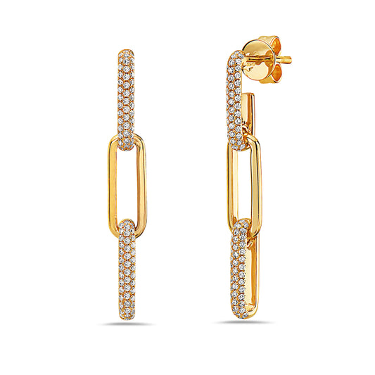 Diamond Paperclip Drop Earrings