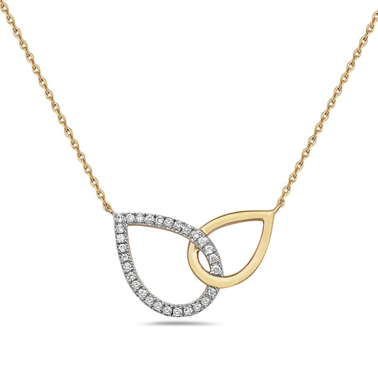 Diamond Interlocking Open Tear Drop Necklace