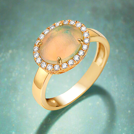 Oval Opal & Diamond Ring