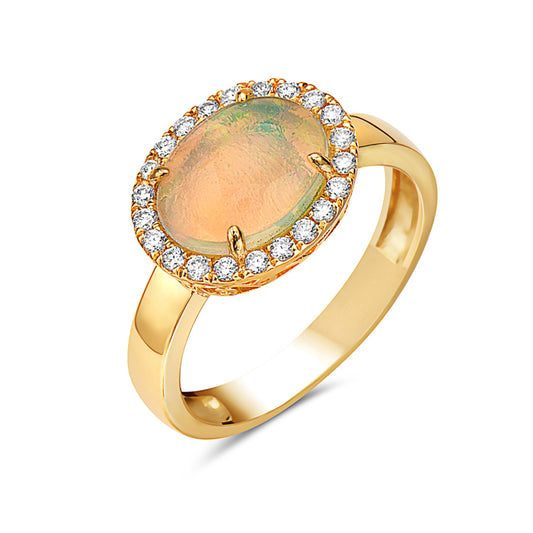 Oval Opal & Diamond Ring