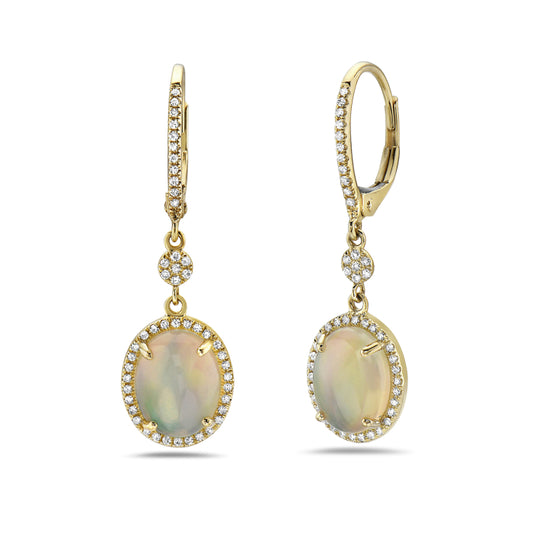 Opals Accented With Diamond Earrings