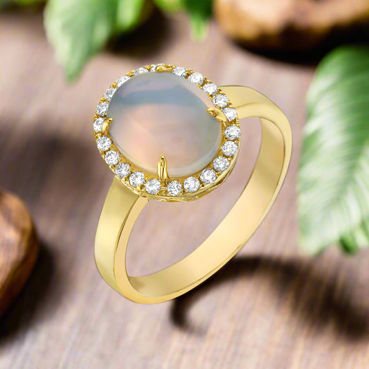 Opal Accented With Diamond Ring