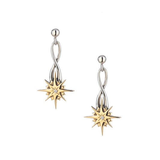 Compass Star Dangle Post Earrings