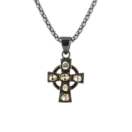 Celtic Cross with Rough Cut Diamonds