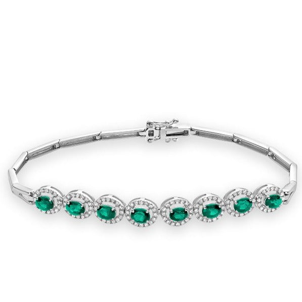 Oval Gemstone & Diamond Halo Bracelet