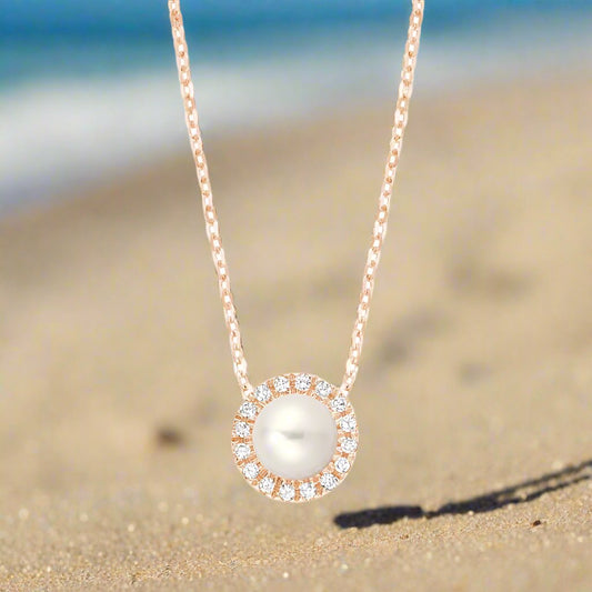 Freshwater Pearl & Diamond Pendant