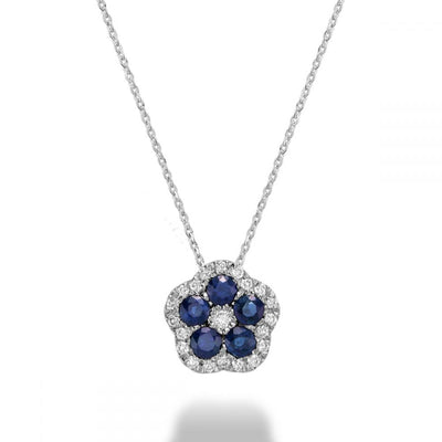 Hollow Flower Gemstone & Diamond Pendant