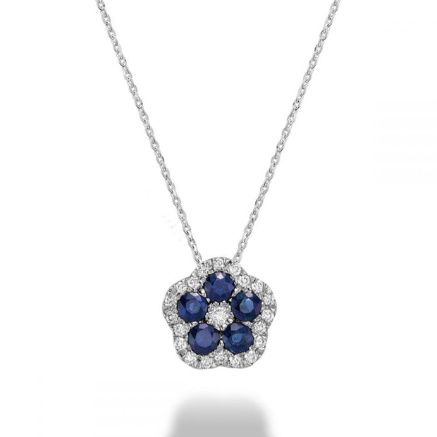 Hollow Flower Gemstone & Diamond Pendant