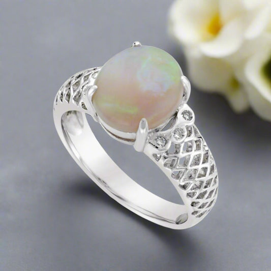 Opal Diamond Ring