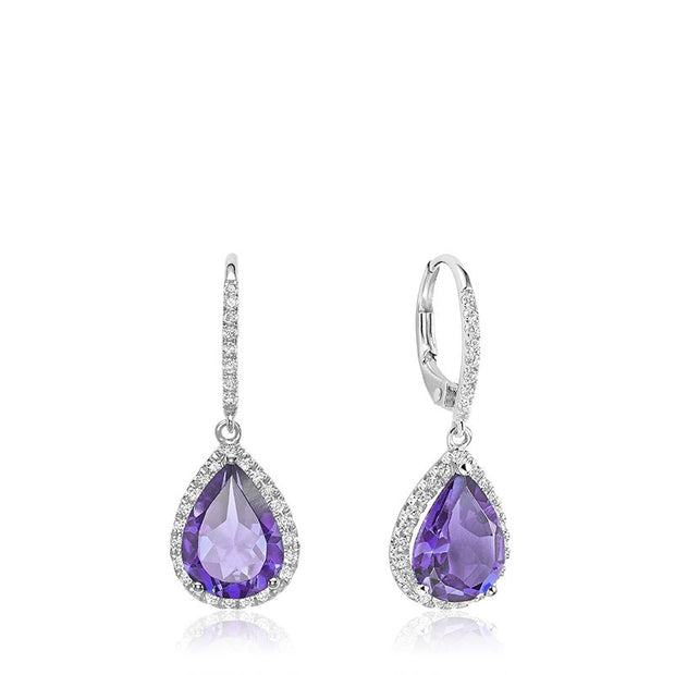 Teardrop Gemstone & Diamond Dangle Earrings