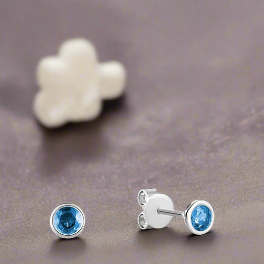 Bezel Set Precious Stone Stud Earrings