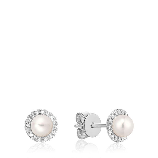 Freshwater Pearl & Diamond Earrings