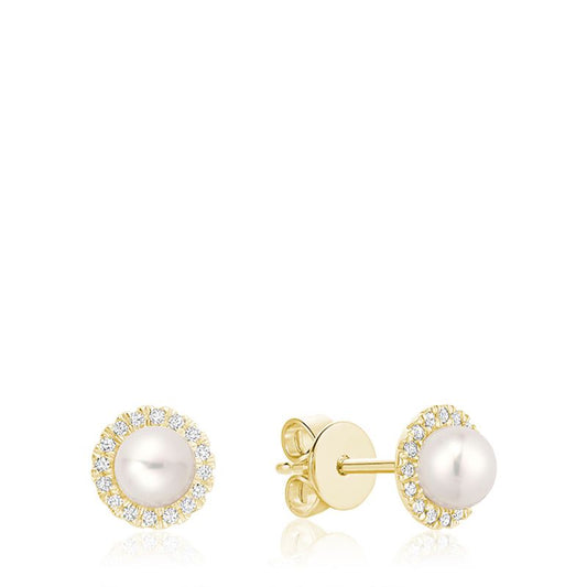 Freshwater Pearl & Diamond Earrings