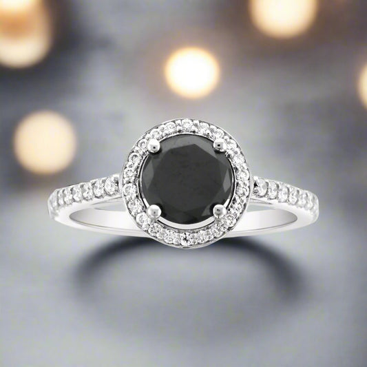 Black Diamond Halo ring