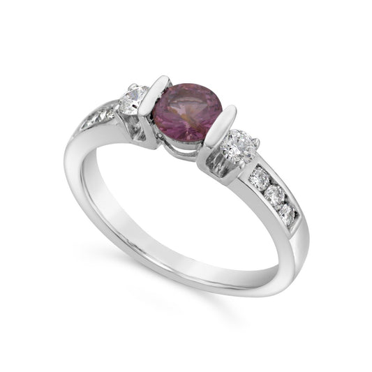 Pink Sapphire & Diamond Ring