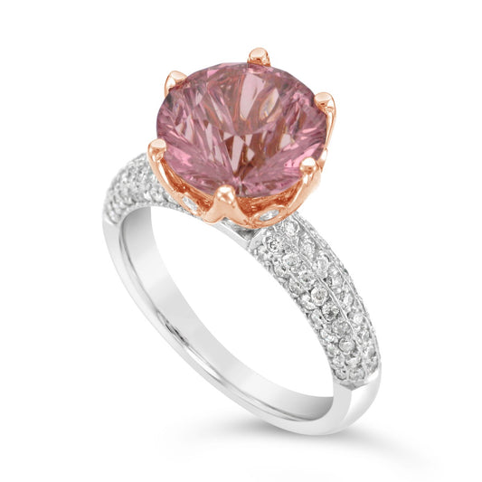 Pink Tourmaline Starburst Ring