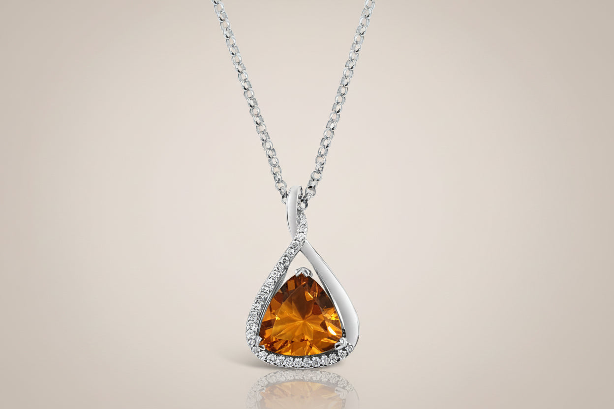 14K WG 4.01 VS CITRINE & 0.25 DIA VS-1/VS-2 PENDANT APPRAISAL #lk0919100