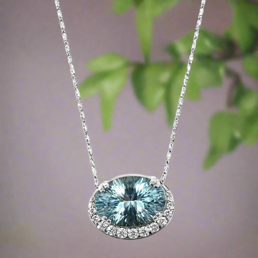 Blue Topaz & Diamond pendant