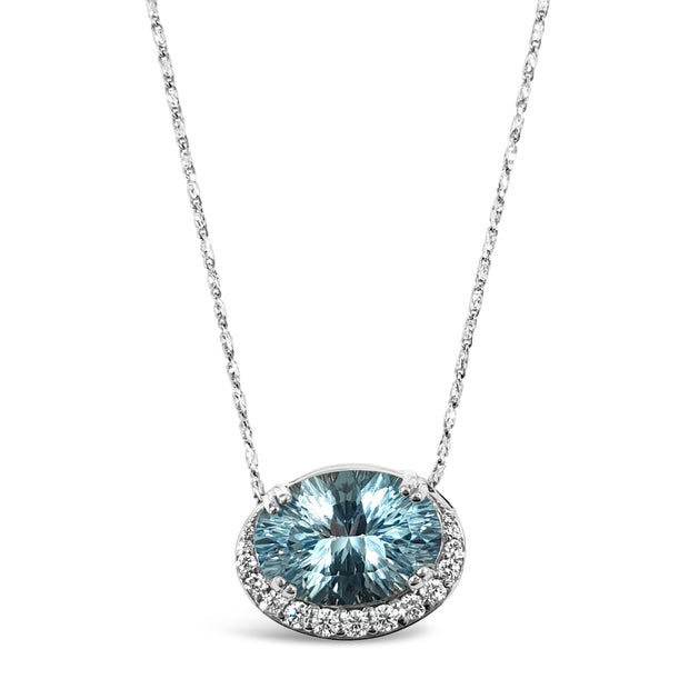 Blue Topaz & Diamond pendant