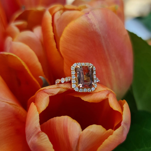 Peach Tourmaline & Diamond Ring