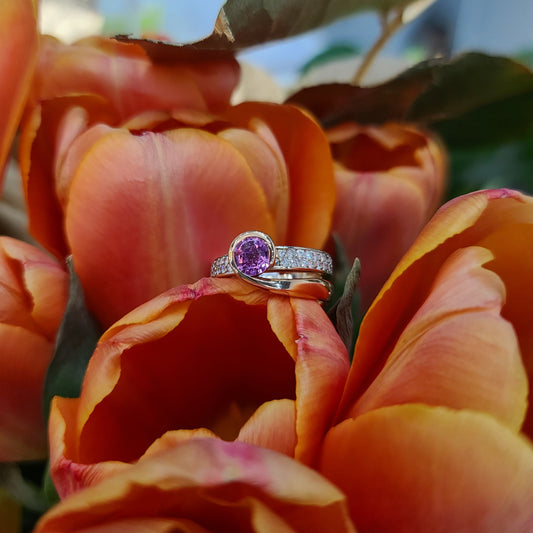 Pink Sapphire & Diamond Ring