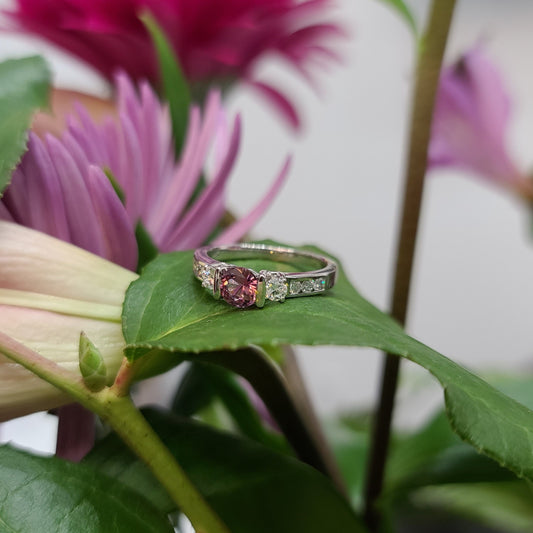 Pink Sapphire & Diamond Ring