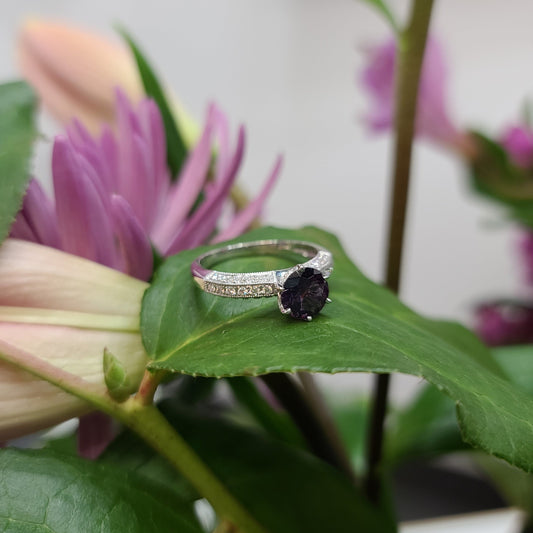 Purple Spinel & Diamond Ring