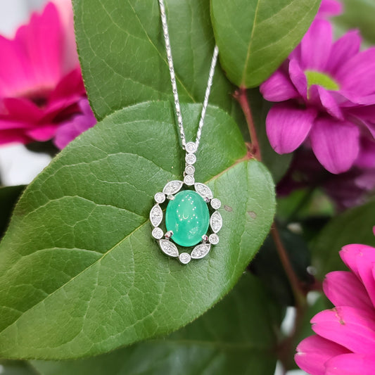 Chrysoprase & Diamond Pendant