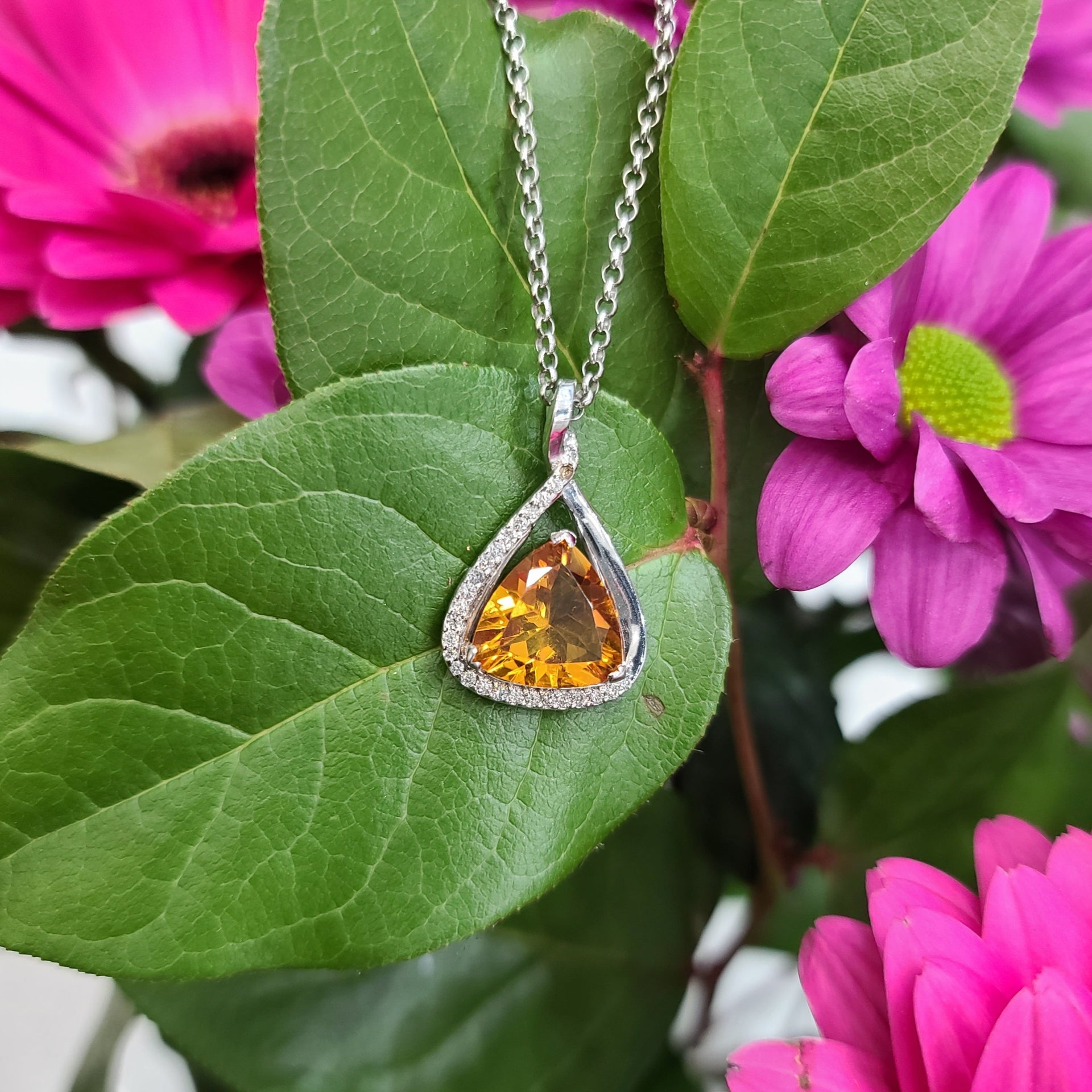 14K WG 4.01 VS CITRINE & 0.25 DIA VS-1/VS-2 PENDANT APPRAISAL #lk0919100