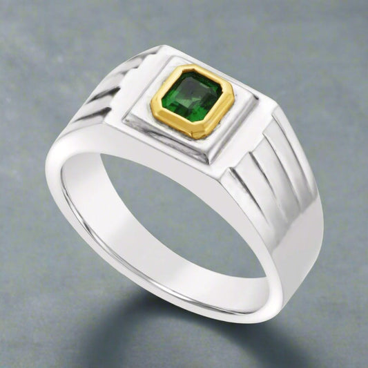 Men's Tsavorite Garnet Signet Ring