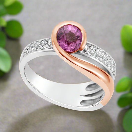 Pink Sapphire & Diamond Ring