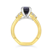 Blue Grey Spinel & Diamond Ring