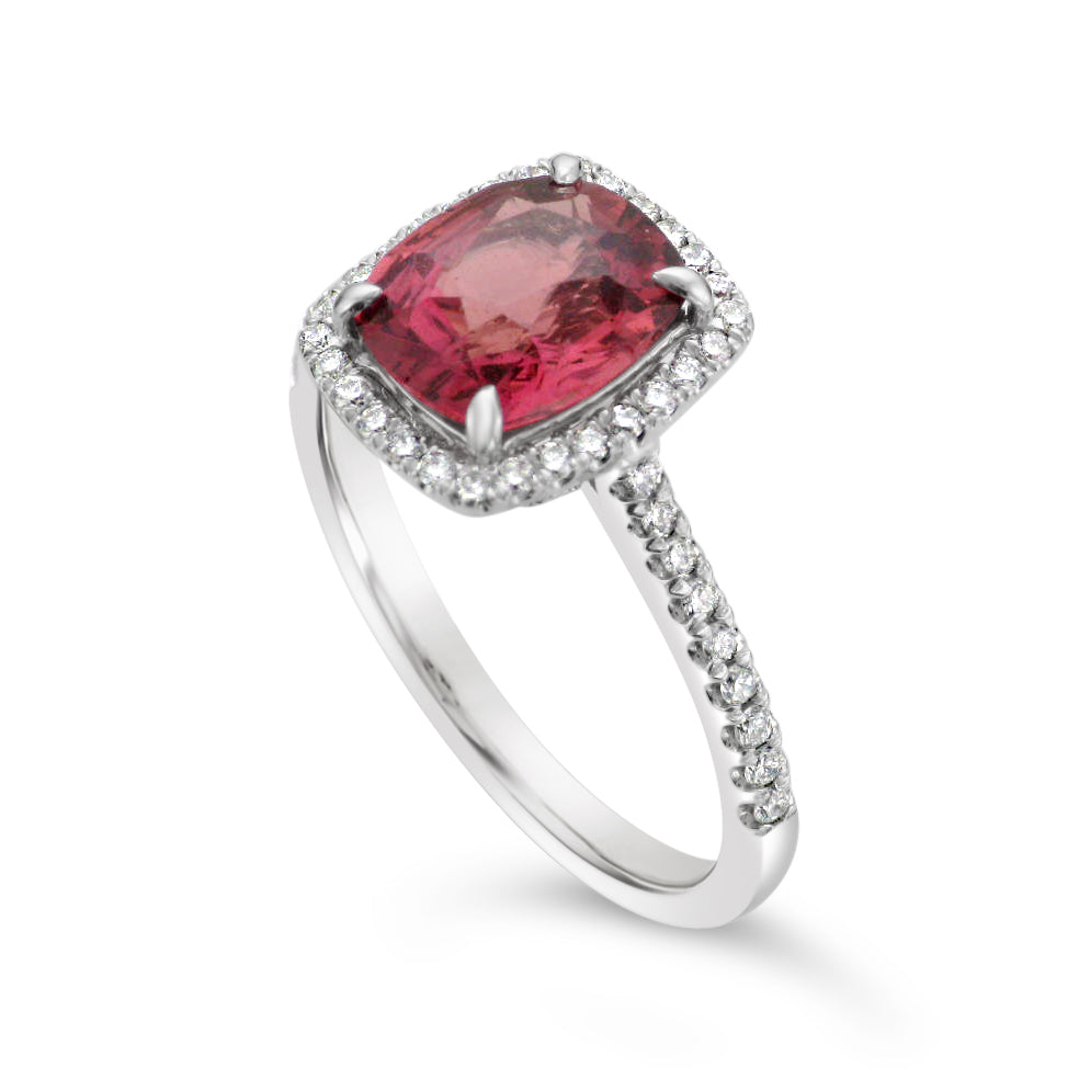 Red-Orange Sapphire & Diamond Ring