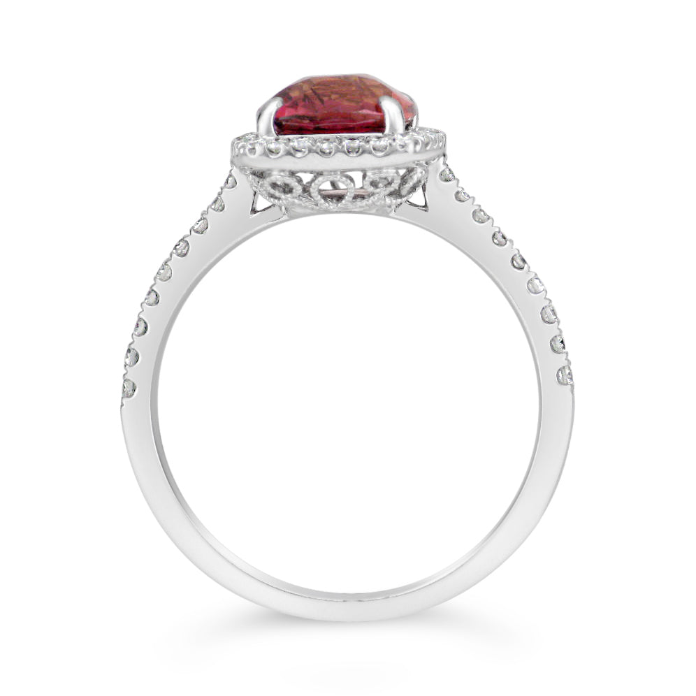 Red-Orange Sapphire & Diamond Ring