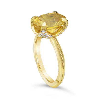 Yellow Sapphire & Diamond Cocktail Ring
