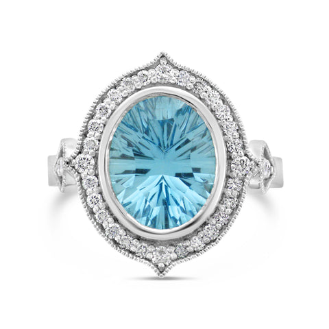 Blue topaz & Diamond Cocktail Ring