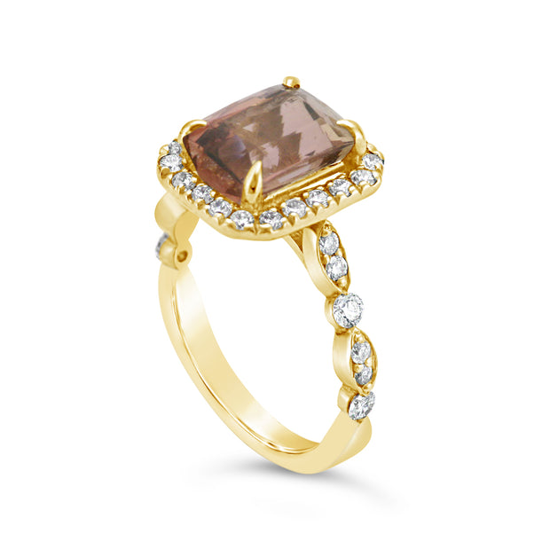 Peach Tourmaline & Diamond Ring