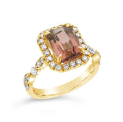 Peach Tourmaline & Diamond Ring