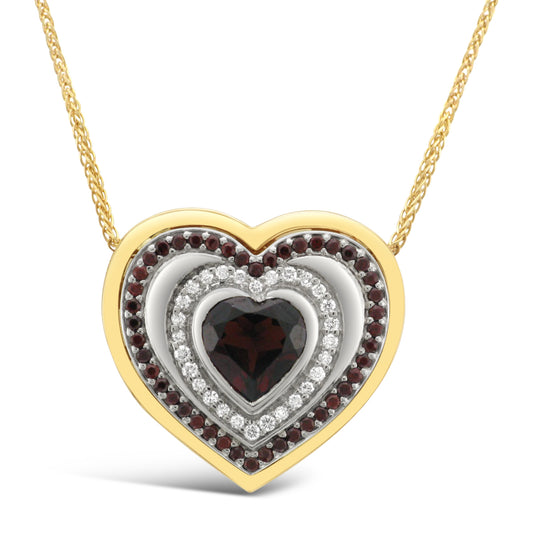 Garnet & Diamond Heart Pendant