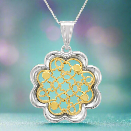 Gold Clover Filgree Pendant