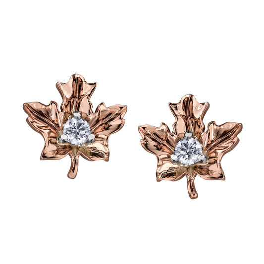 Maple Leaf Canadian Diamond Earrings