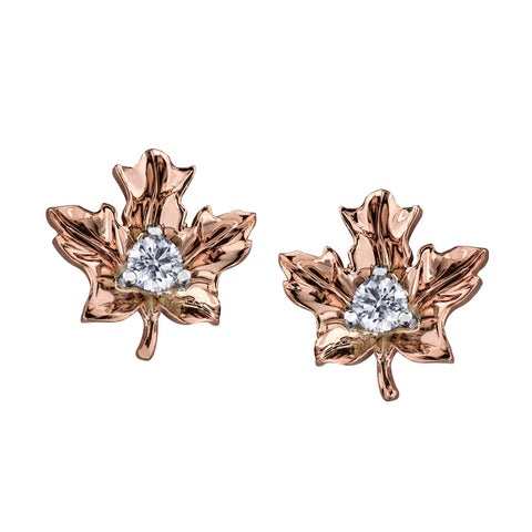 Maple Leaf Canadian Diamond Earrings
