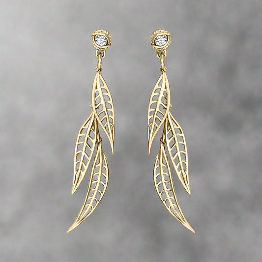 Canadian Diamond Willow Leaf Earrings