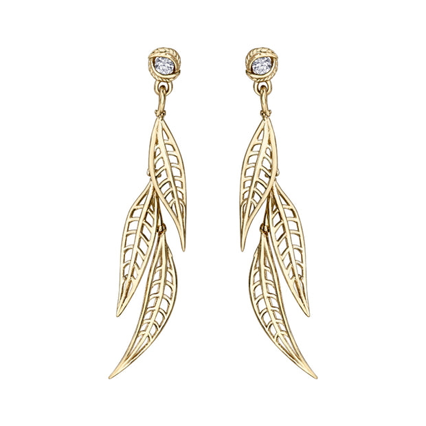 Canadian Diamond Willow Leaf Earrings