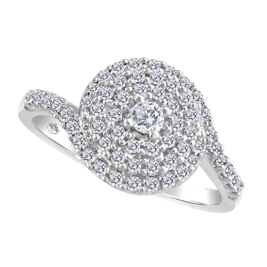 Diamond Swirl Cluster Ring