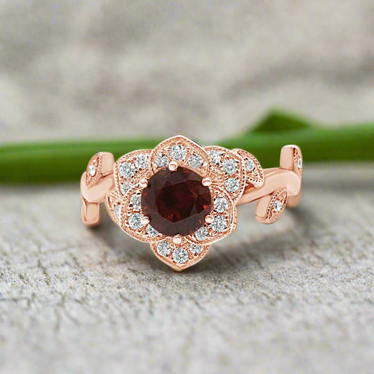 Garnet Floral Ring