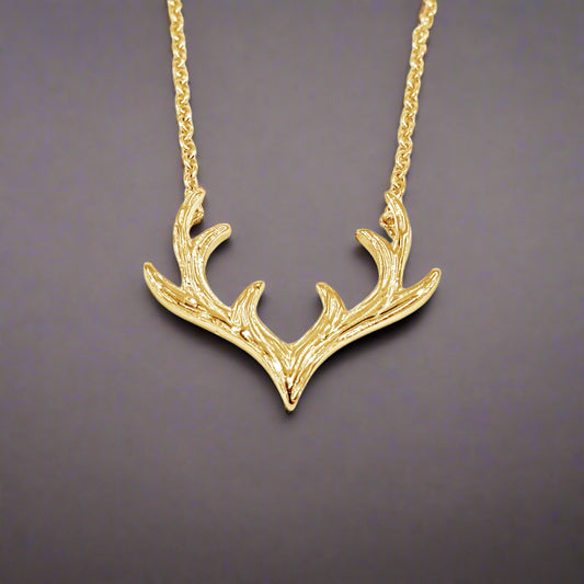 Gold Plated Silver Antler Pendant