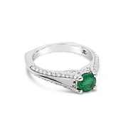 Split Shank Emerald & Diamond Ring