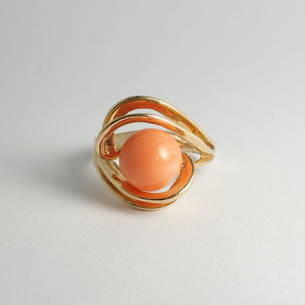 Coral Yellow Gold Ring