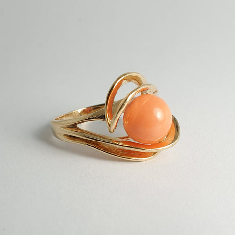 Coral Yellow Gold Ring